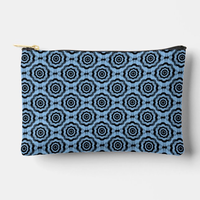 Pochette À Accessoires Fleur bleu noir motif sans couture petit (Recto)