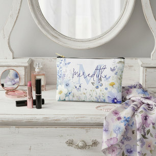 Pochette À Accessoires Fleur bleue personnalisée