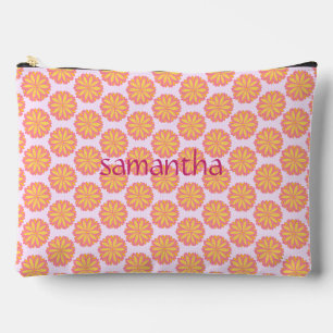 Pochette À Accessoires Fleur Botanique Rose Et Jaune