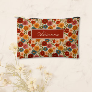 Pochette À Accessoires Fleur d'Automne Cottagecore