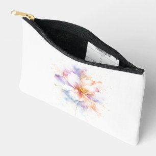 Pochette À Accessoires Fleur de couleur pastel à l'aquarelle avec accents
