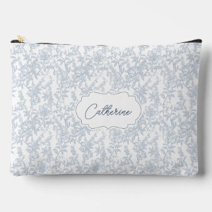 Pochette À Accessoires Fleur de dentelle bleue personnalisée Toile frança