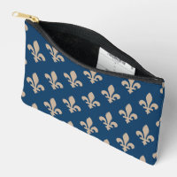 Fleur de Lis Motif, Royal French, Crème sur Blue