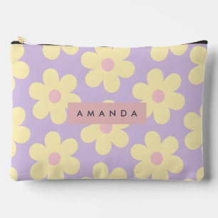 Pochette À Accessoires Fleur de Marguerite Jaune Rétro Personnalisée