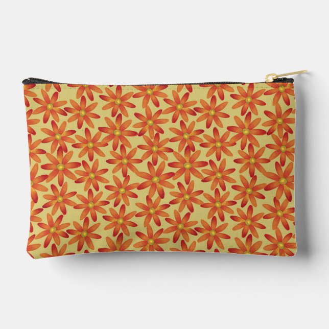 Pochette À Accessoires Fleur de marguerite rétro en jaune chaud (Verso)