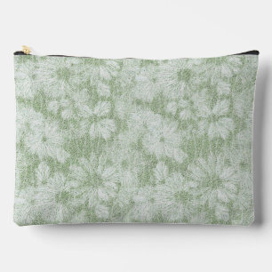 Pochette À Accessoires Fleur de Pâquerette Veloutée Vert Citron