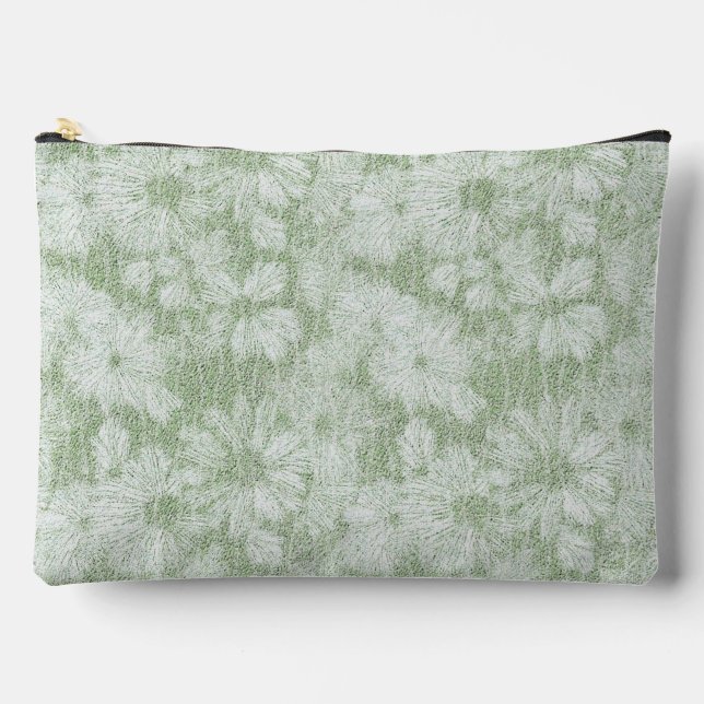 Pochette À Accessoires Fleur de Pâquerette Veloutée Vert Citron (Recto)