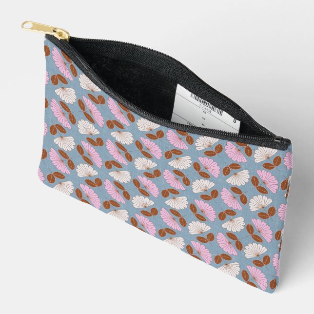 Pochette À Accessoires Fleur de printemps - rose, bleu et blanc (Ouvrir)