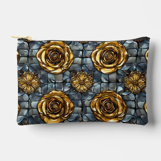 Pochette À Accessoires Fleur de rose dorée (Recto)