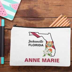 Pochette À Accessoires Fleur d'état Floride personnalisée Fleur Orange Bl