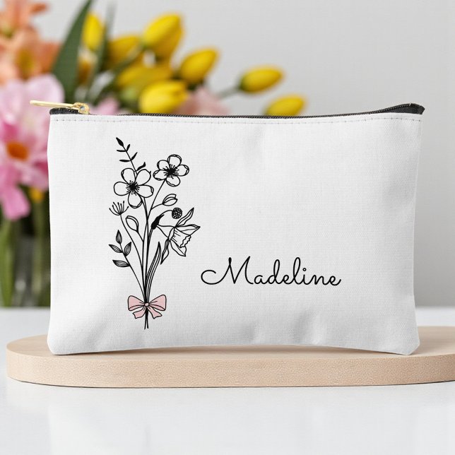 Pochette À Accessoires Fleur du mois de naissance personnalisée (Créateur téléchargé)