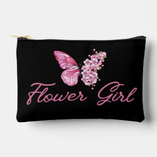 Pochette À Accessoires fleur élégante fille, papillon rose mignon noir