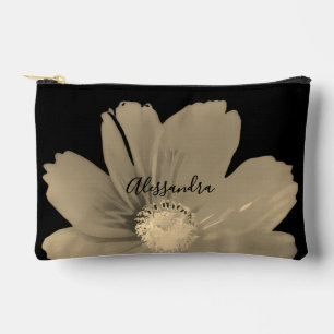 Pochette À Accessoires Fleur personnalisée aquarelle fleur sauvage noir o