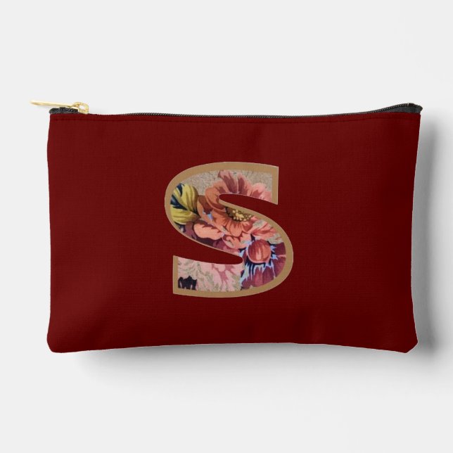 Pochette À Accessoires Fleur Rustique Initiale S Bourgogne (Recto)