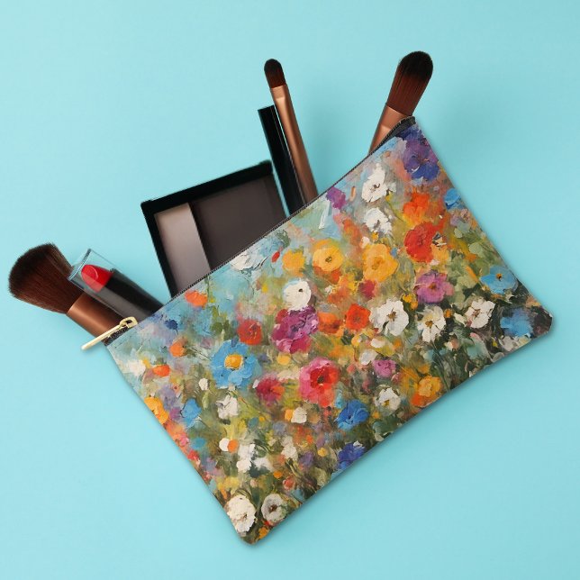 Pochette À Accessoires Fleur sauvage coloré cosmétique ou (Ideal for makeup, phone accessories and more.)