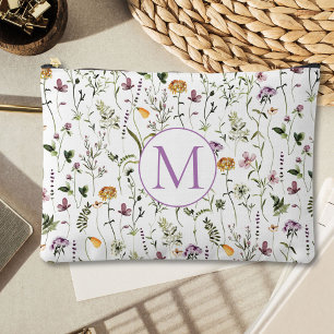 Pochette À Accessoires Fleur sauvage Motif de jardin personnalisé Monogra
