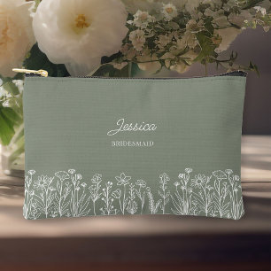 Pochette À Accessoires Fleur sauvage simple Sage Green Mariage Bridesmaid