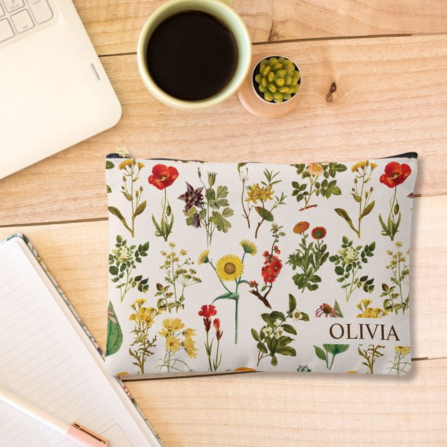 Pochette À Accessoires Fleur sauvage vintage (In situ, on office desk
)