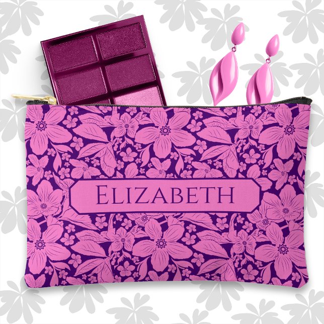 Pochette À Accessoires Fleur tropicale monochrome violette (Créateur téléchargé)