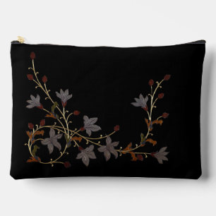 Pochette À Accessoires Fleurs Art Déco sur fond noir