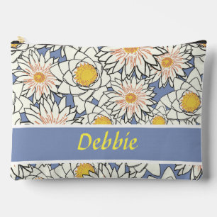 Pochette À Accessoires Fleurs blanches en bleu