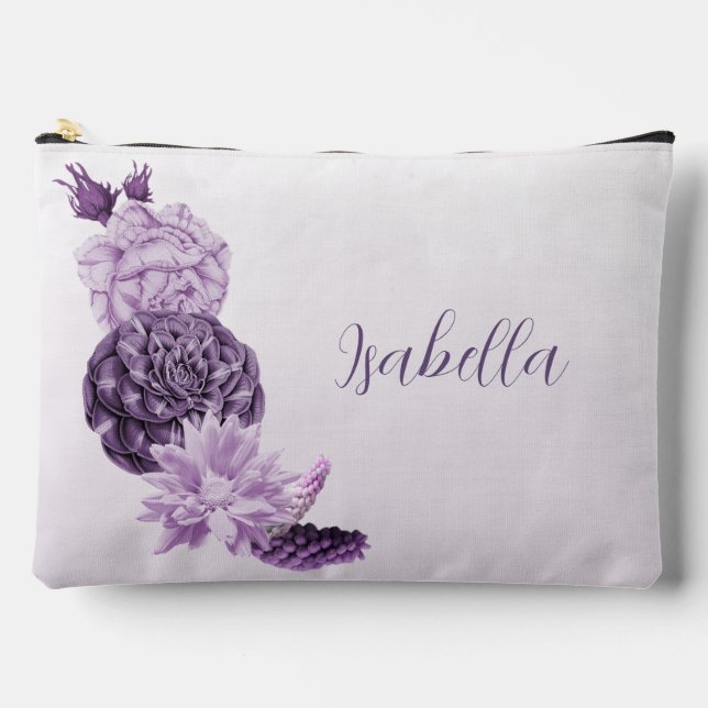 Pochette À Accessoires fleurs blanches violettes romantique (Recto)