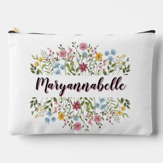 Pochette À Accessoires Fleurs Colorées Ajoutez Votre Nom