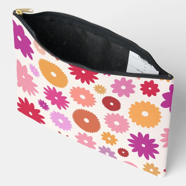 Pochette À Accessoires Fleurs Colorées Grand Motif (Ouvrir)