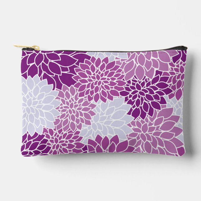 Pochette À Accessoires Fleurs Dahlia, Motif De Fleurs, Dahlia Violet (Recto)