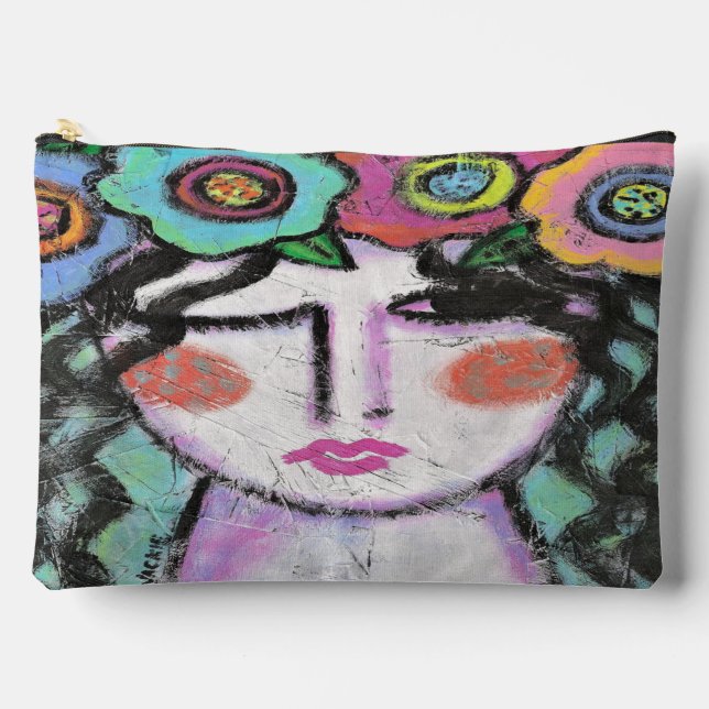 Pochette À Accessoires Fleurs dans ses cheveux Art Abstrait (Recto)