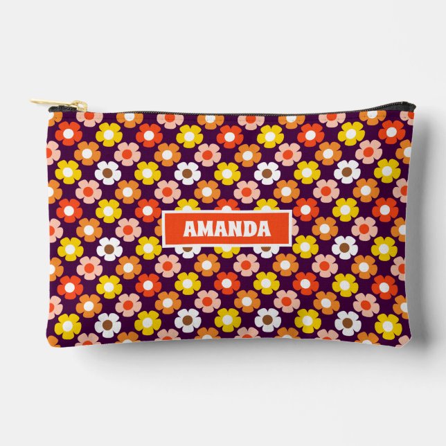 Pochette À Accessoires Fleurs d'automne rétro Motif pourpre (Recto)