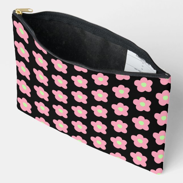 Pochette À Accessoires Fleurs de cerisiers en noir (Ouvrir)