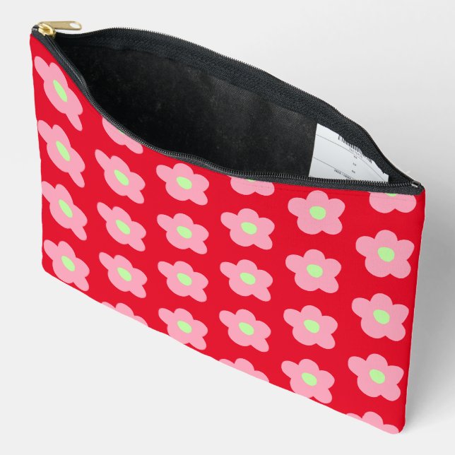 Pochette À Accessoires Fleurs de cerisiers en rouge (Ouvrir)