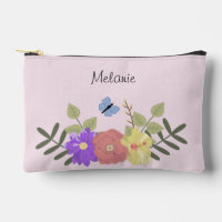 Fleurs de fille et papillon rose Personnalisé