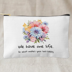 Pochette À Accessoires Fleurs de gerbera mots positifs blancs