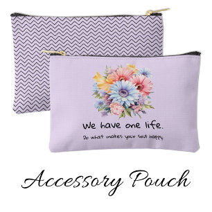 Pochette À Accessoires Fleurs de gerbera mots positifs violet
