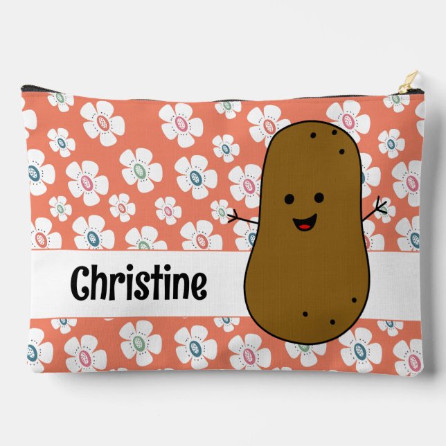 Pochette À Accessoires Fleurs de marguerite Saumon rose Brown pomme de te (Verso)