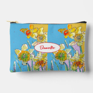 Pochette À Accessoires Fleurs de narcisse jaunes motif aquarelle filles