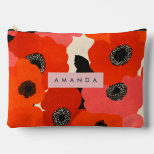 Pochette À Accessoires Fleurs de pavot personnalisées rouge vif et rose