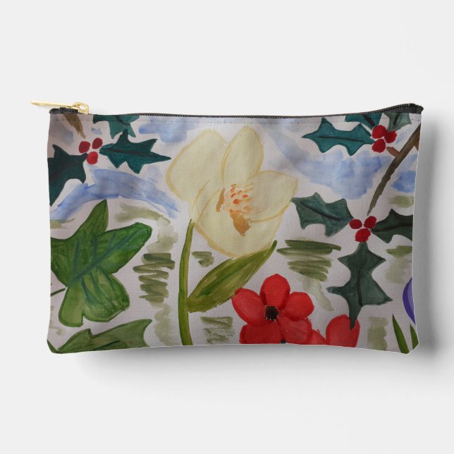 Pochette À Accessoires Fleurs d'hiver & Holly (Recto)