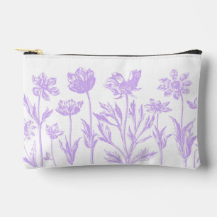 Pochette À Accessoires Fleurs gravées (Lavande)