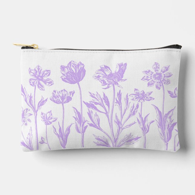Pochette À Accessoires Fleurs gravées (Lavande) (Recto)