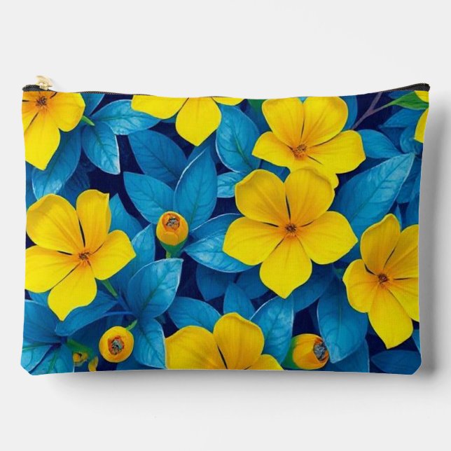 Pochette À Accessoires Fleurs Jaunes-Méditerranée (Recto)
