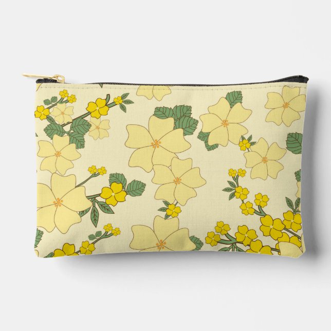Pochette À Accessoires Fleurs Jaunes, Motif Floral, Motif De Fleurs (Recto)