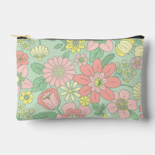 Pochette À Accessoires Fleurs modernes arrière - plan vert mignon