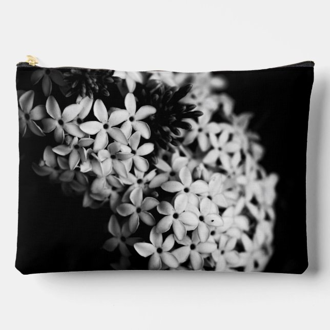 Pochette À Accessoires fleurs noires et blanches (Recto)