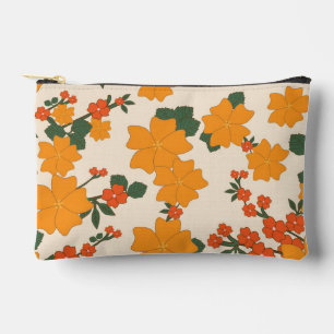 Pochette À Accessoires Fleurs Oranges, Motif Floral, Motif De Fleurs