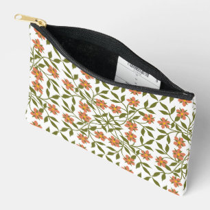 Pochette À Accessoires Fleurs oranges, motif floral, verdure, Boho