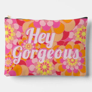 Pochette À Accessoires Fleurs Roses Oranges Hippy Retro Hey Gorgeous