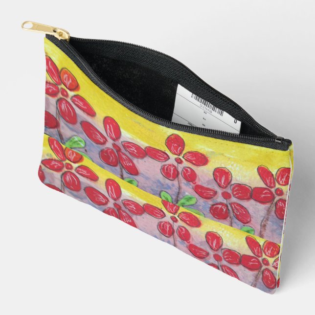 Pochette À Accessoires Fleurs rouges (Ouvrir)
